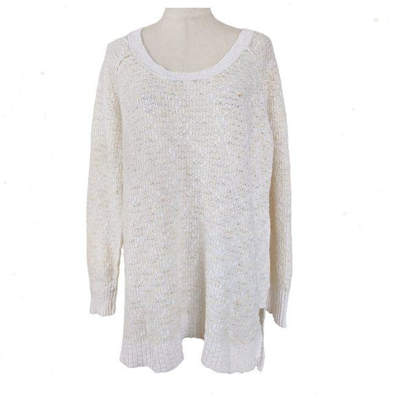 Anthropologie Sweaters - FREE PEOPLE Cream Boucle Knit Sweater Top L